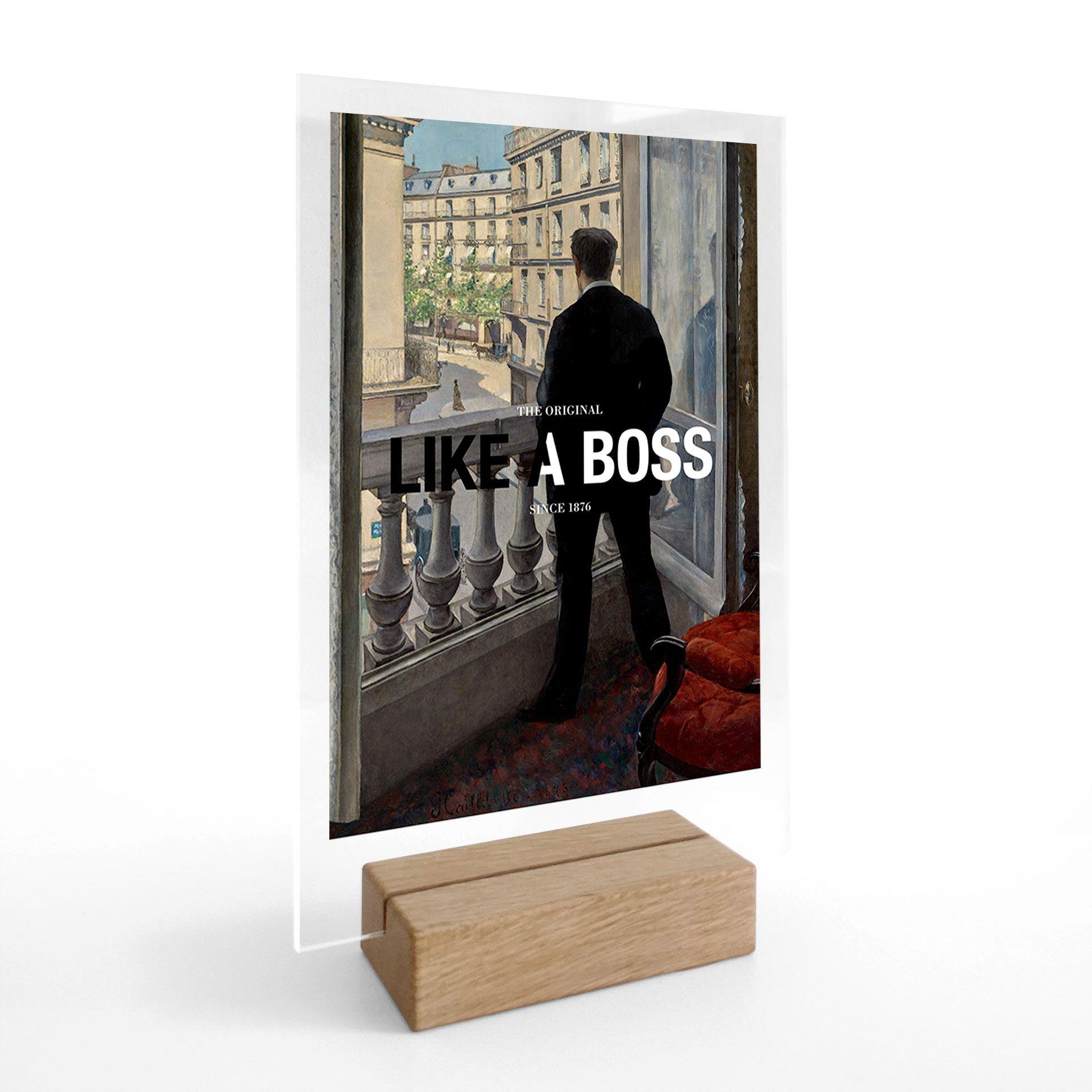 Akrylglas borddekoration Like a Boss - Inspireret af Caillebotte - Ung mand ved vinduet