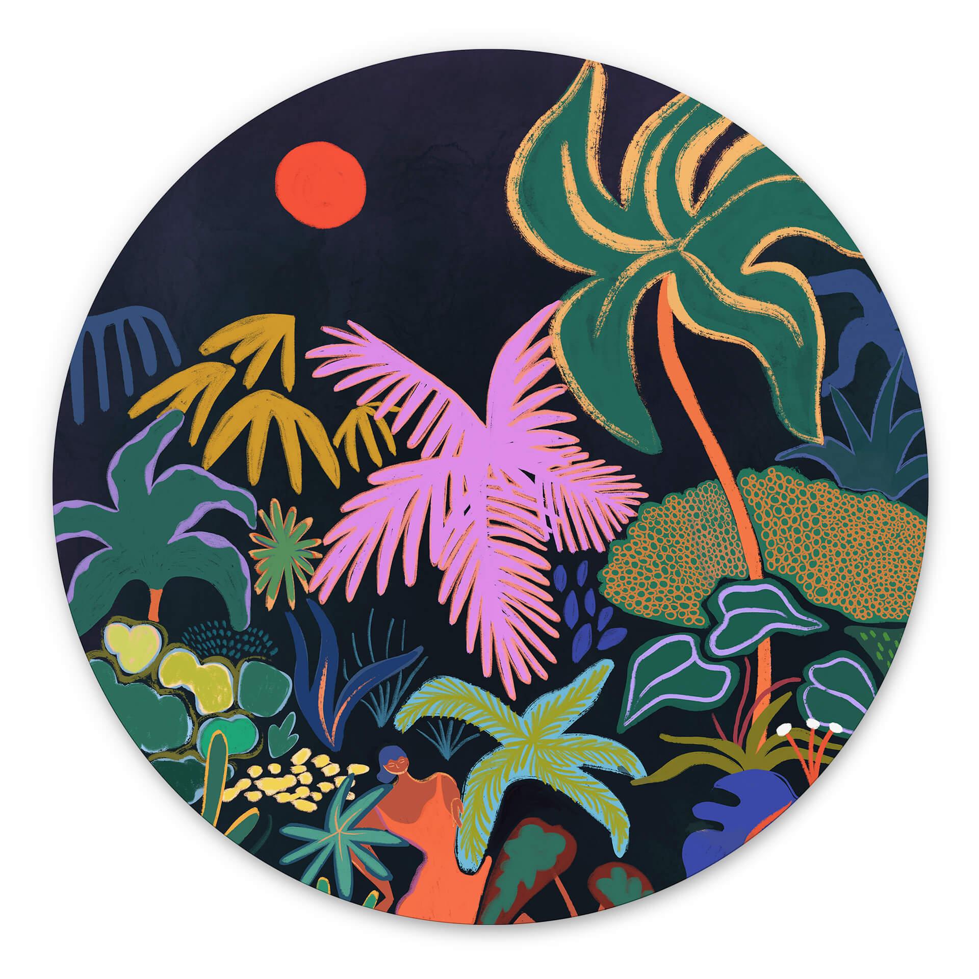 Vægcirkel Arty Guava - Exotic Jungle – print på aluminium (Alu-Dibond)