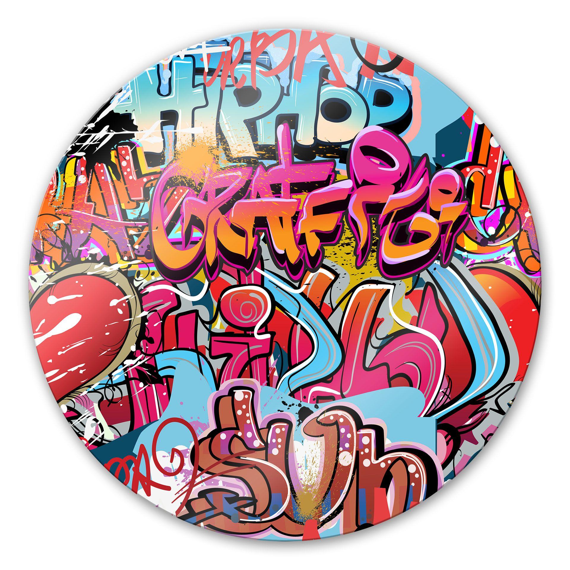 Tableau en verre - Graffiti hip hop - rond