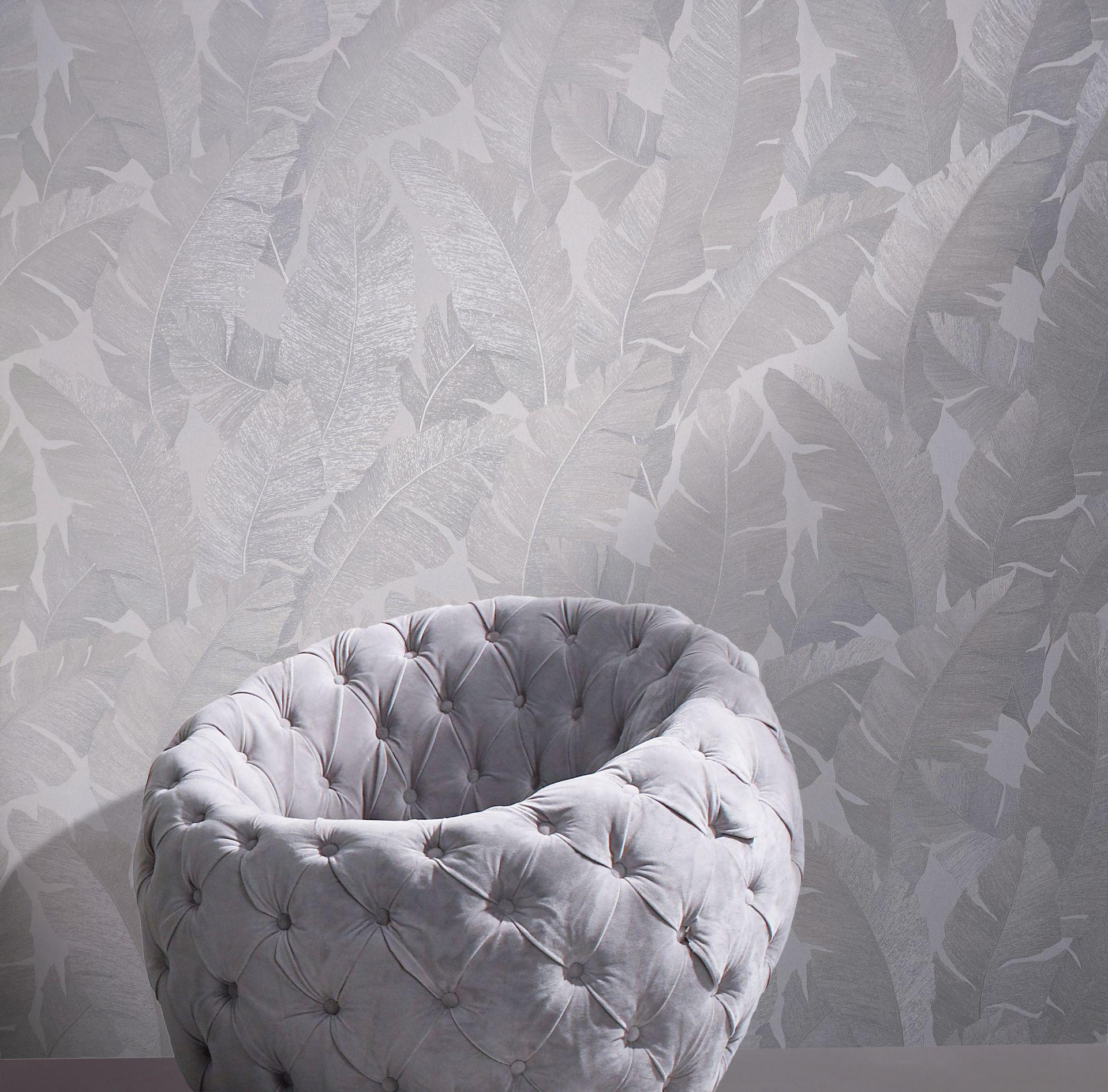 Blomstertapet, non-woven tapet hvid, grå
