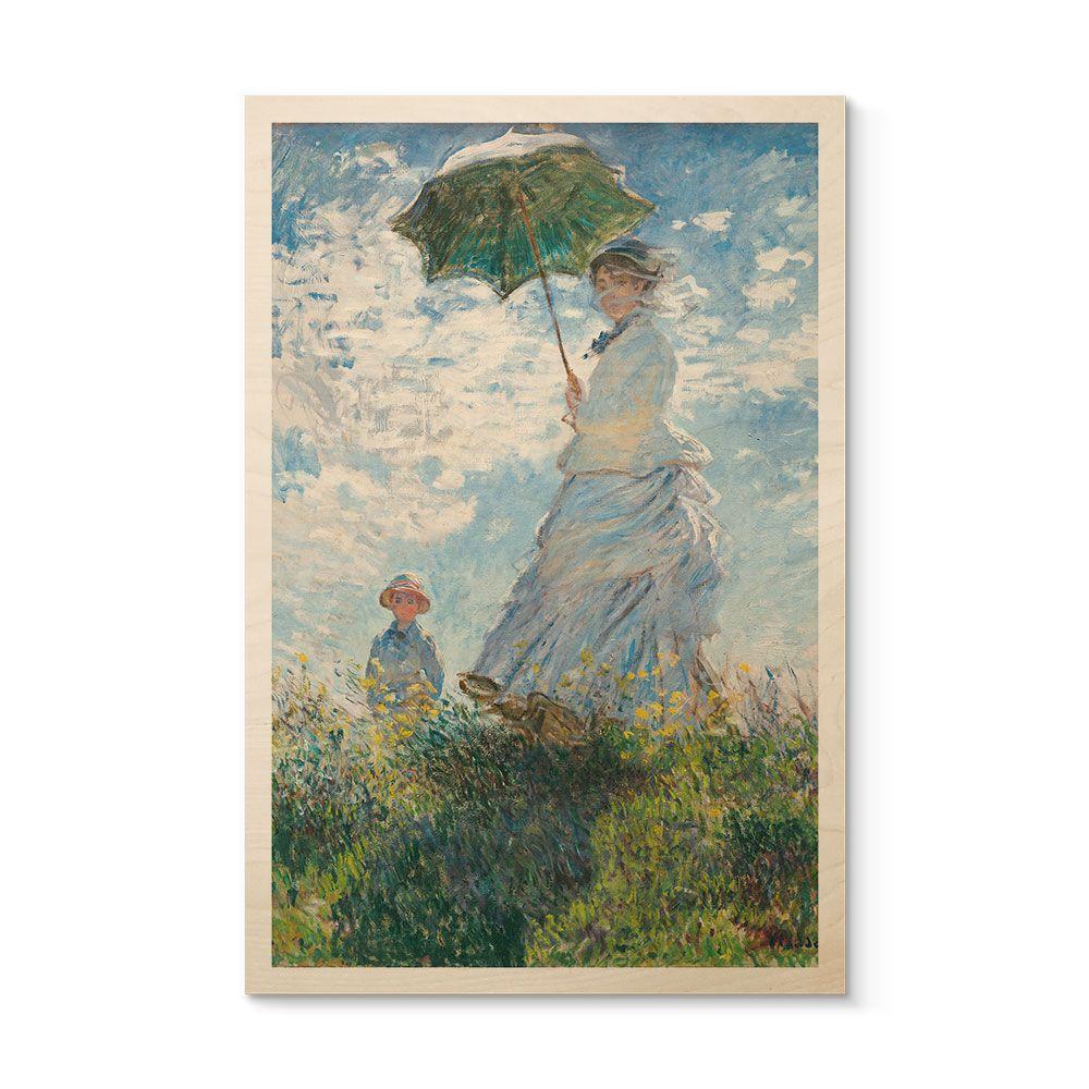 Cuadro de madera Monet - Mujer con sombrilla - Madame Monet y su hijo
