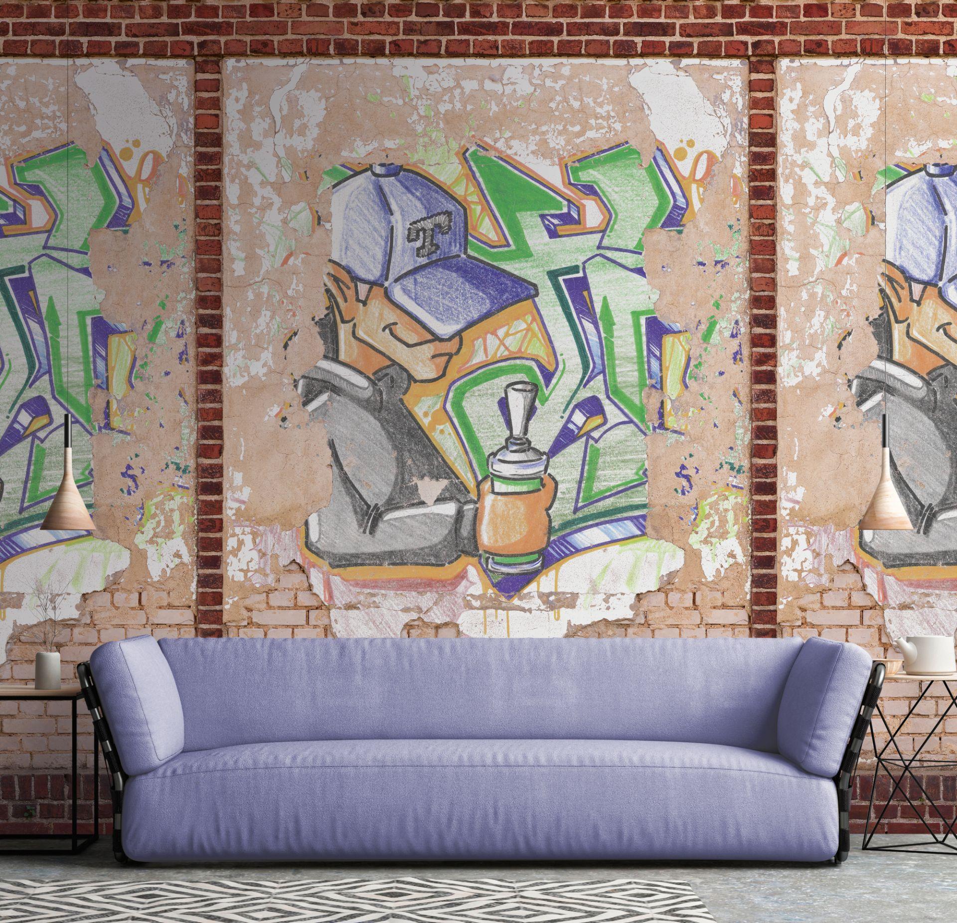 Graffiti tapet brun beige - non-woven tapet Industrielle Livingwalls - mat og glat