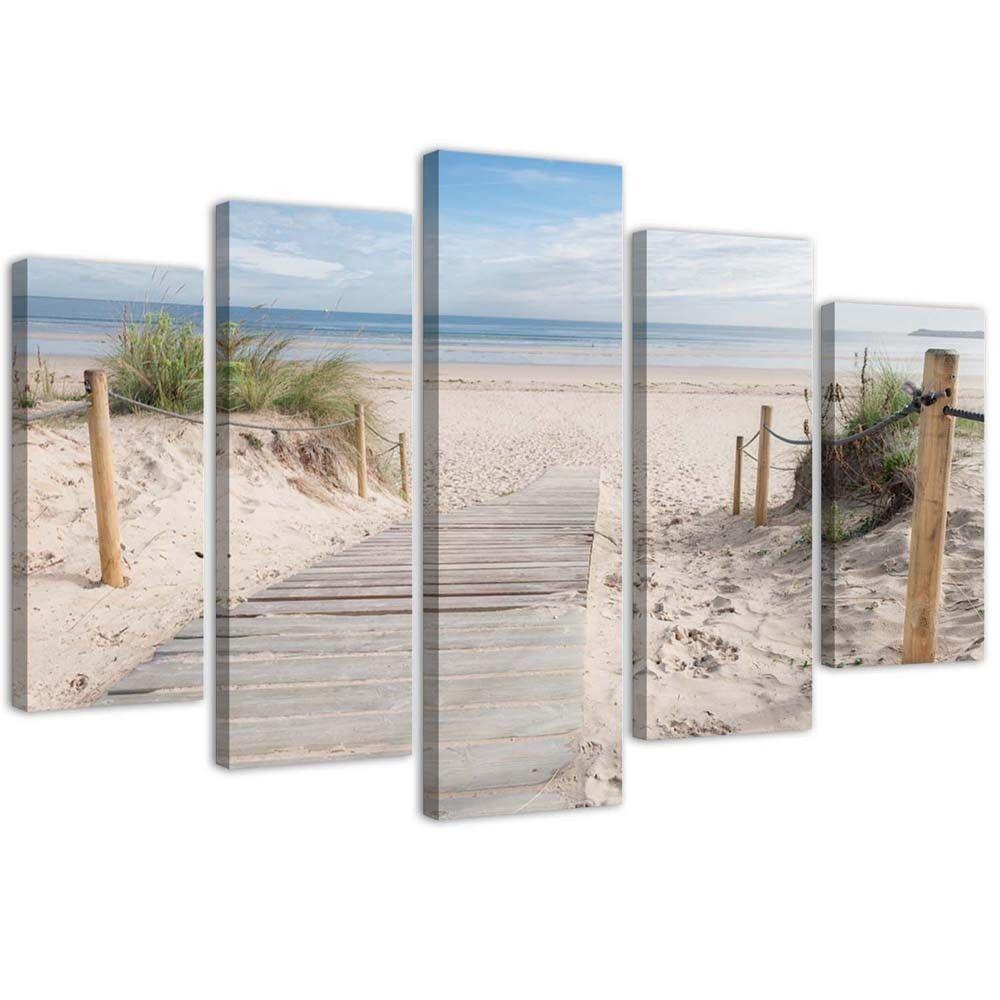 Lærred print 5 styk, strand hav