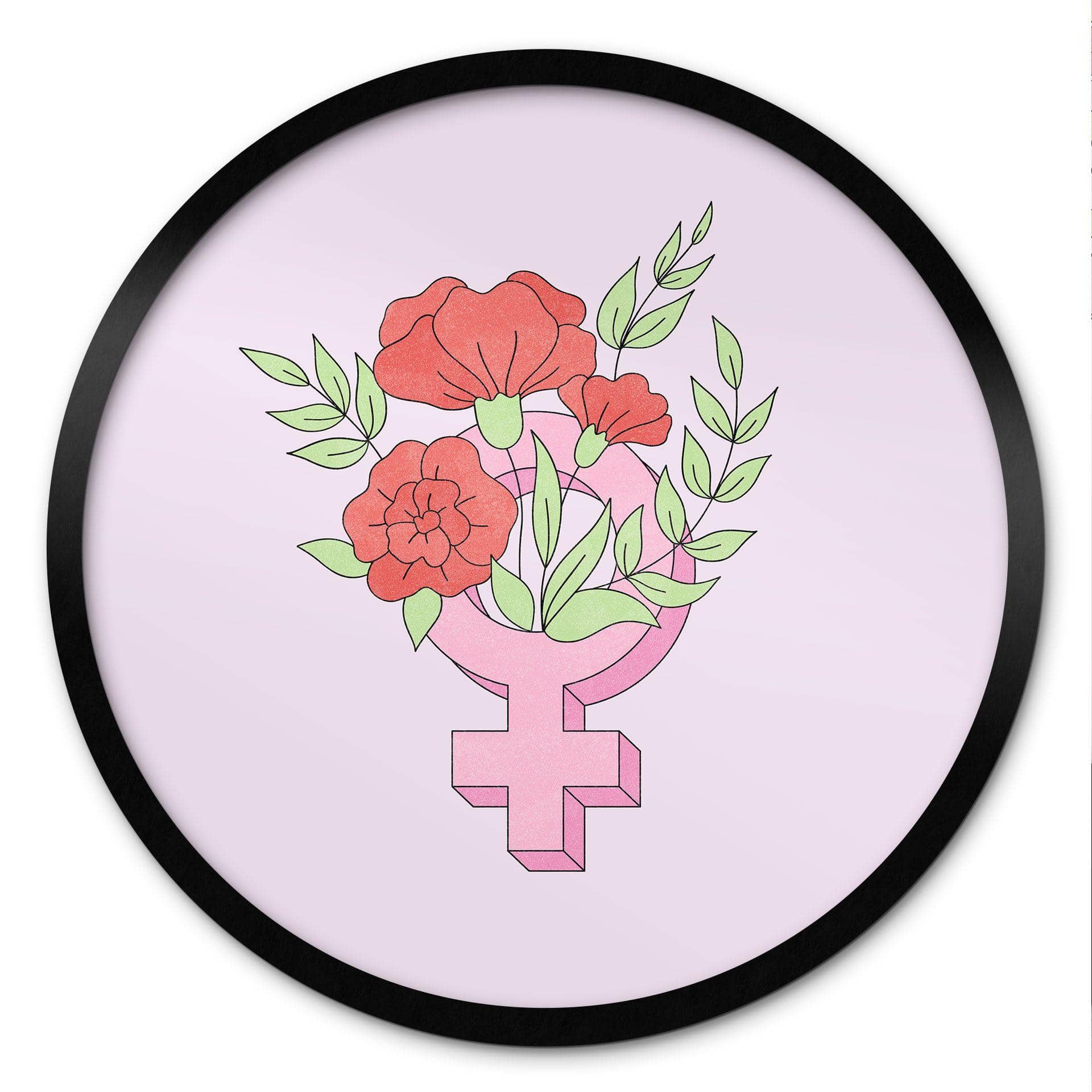 Plakat Venus-tegn med blomster - Rund