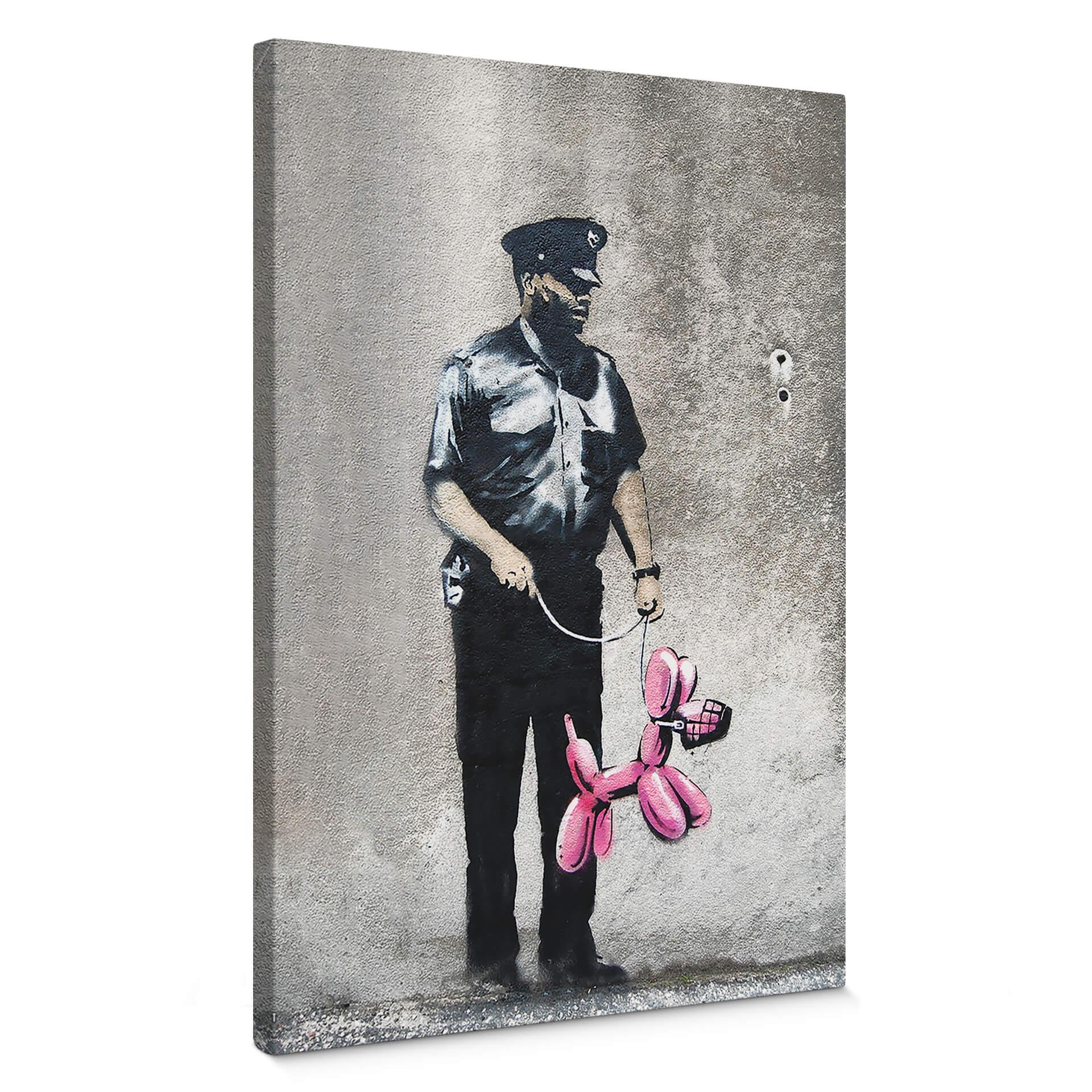 Canvasbillede Banksy - Police Guard Pink Balloon Dog