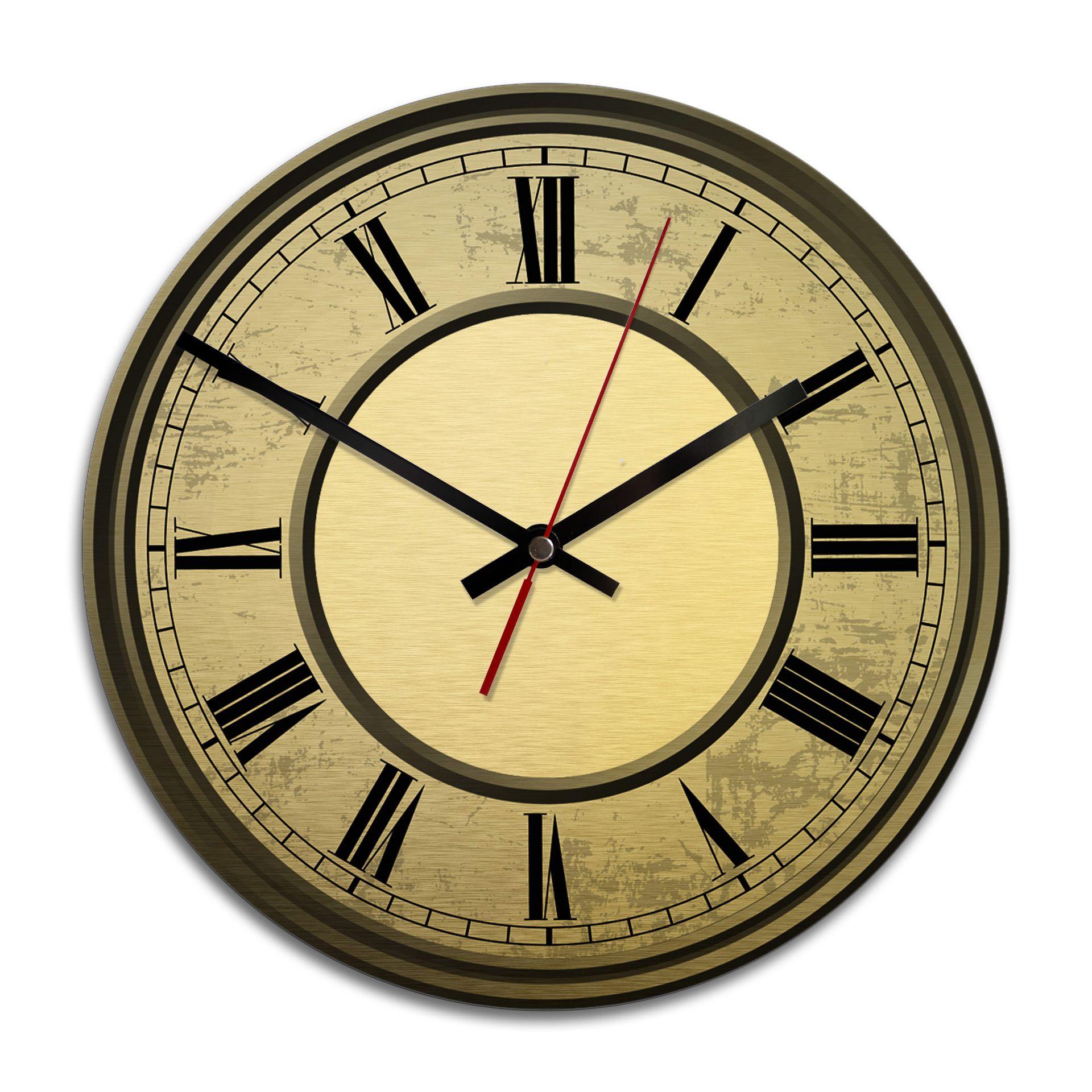 Wandklok Alu-Dibond met Goudeffect Vintage 03