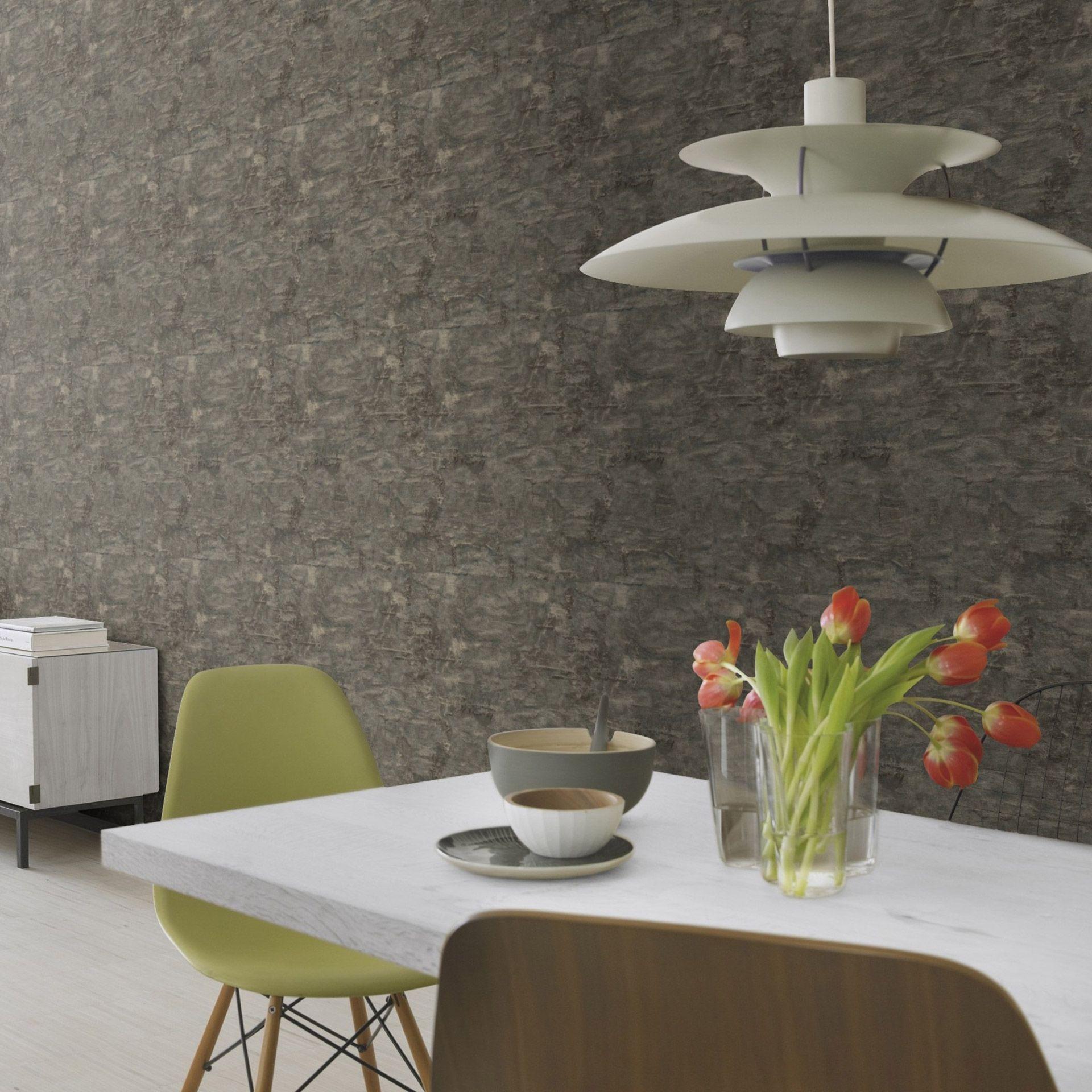 Tapet med metallook, Factory V sort tapet med metaleffekt