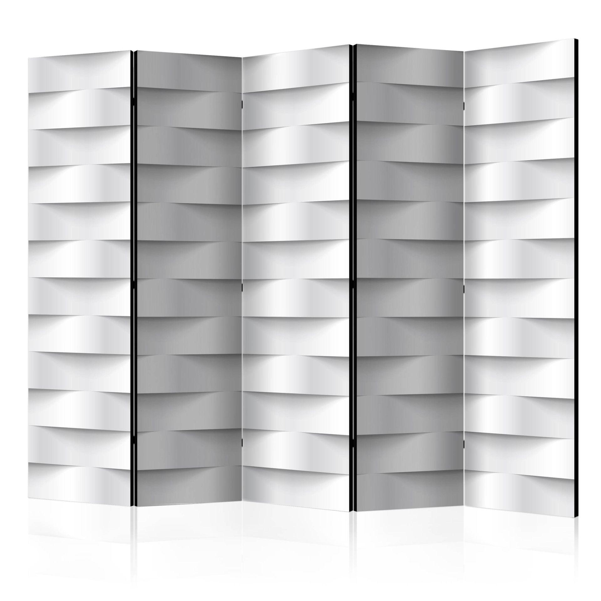 Skærmrumdeler - Hvid illusion, 5-delt - 225x172 cm