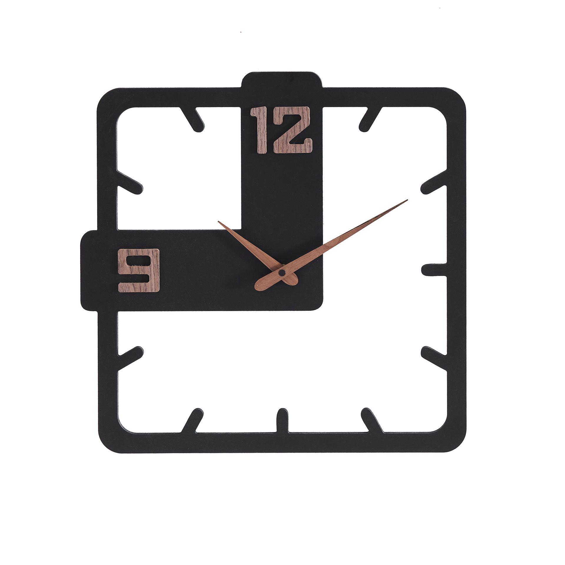 Holz-Wanduhr | MDF | mattschwarz, quadratisch, 40x40 cm