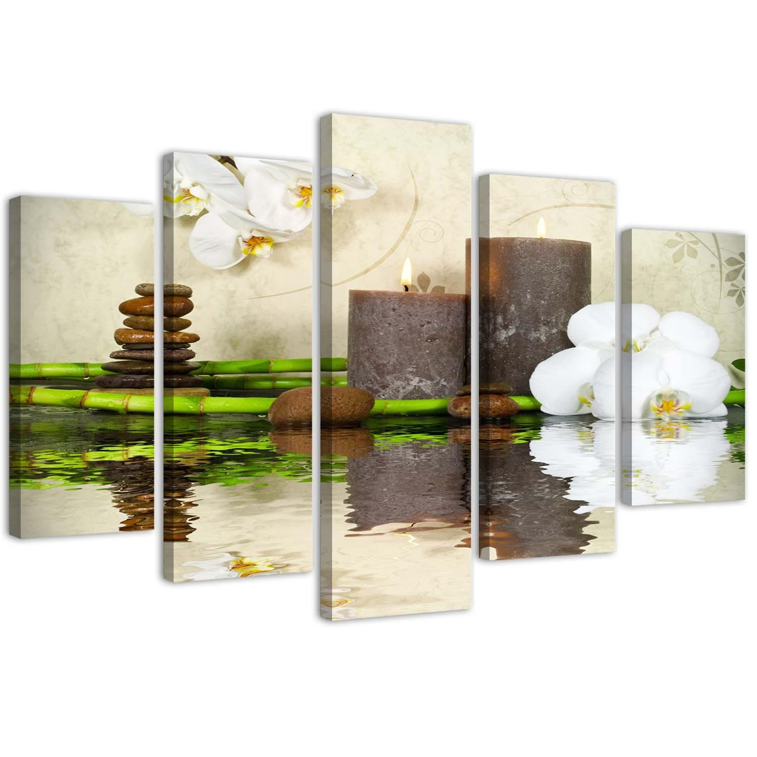 5 stykke lærredsprint Zen Spa Candle Orchid