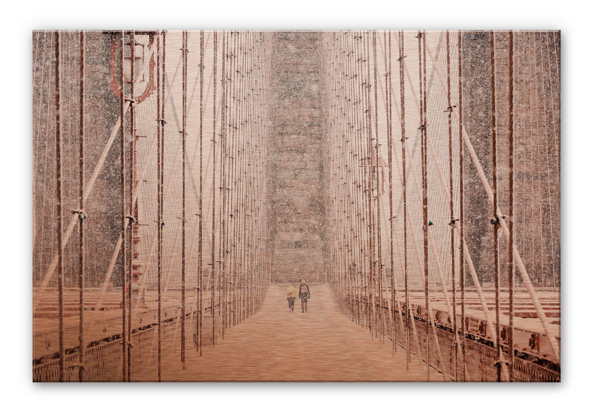 Tableau en alu-Dibond - Effet cuivre -  L'hiver sur le pont de Brooklyn