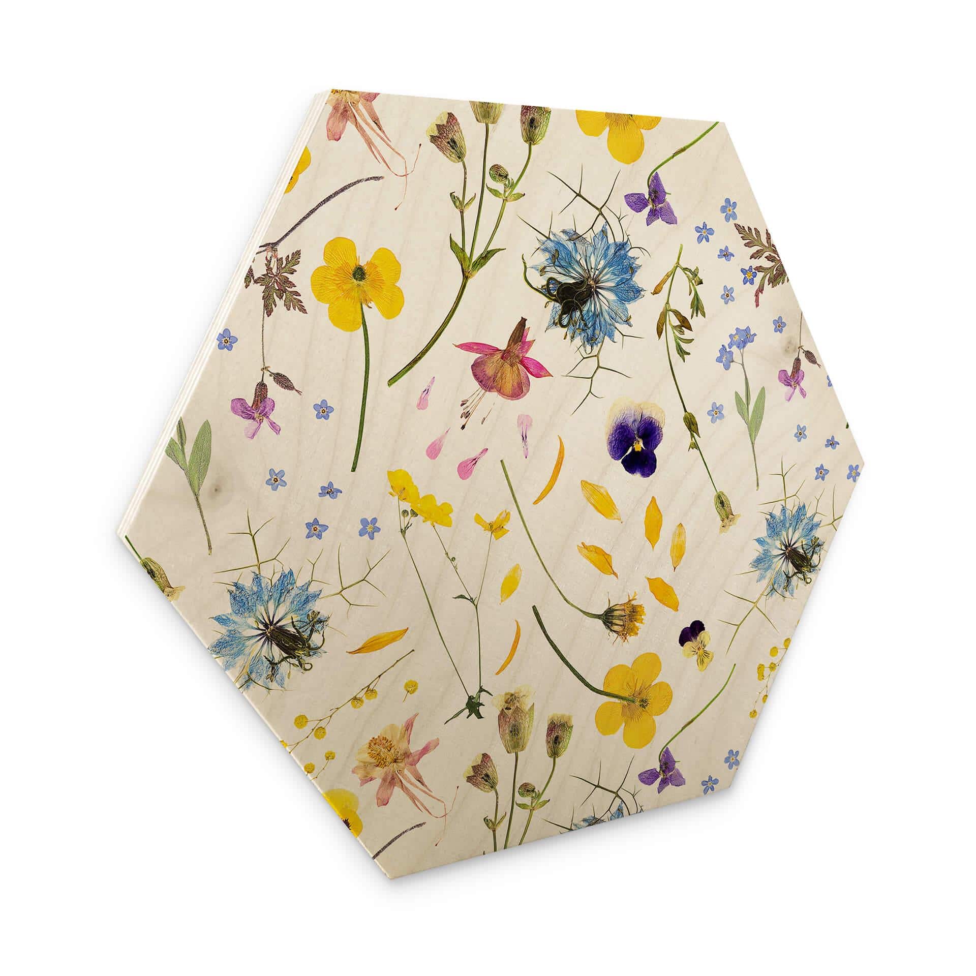Hexagone - Bois UN Designs - Fleurs séchées