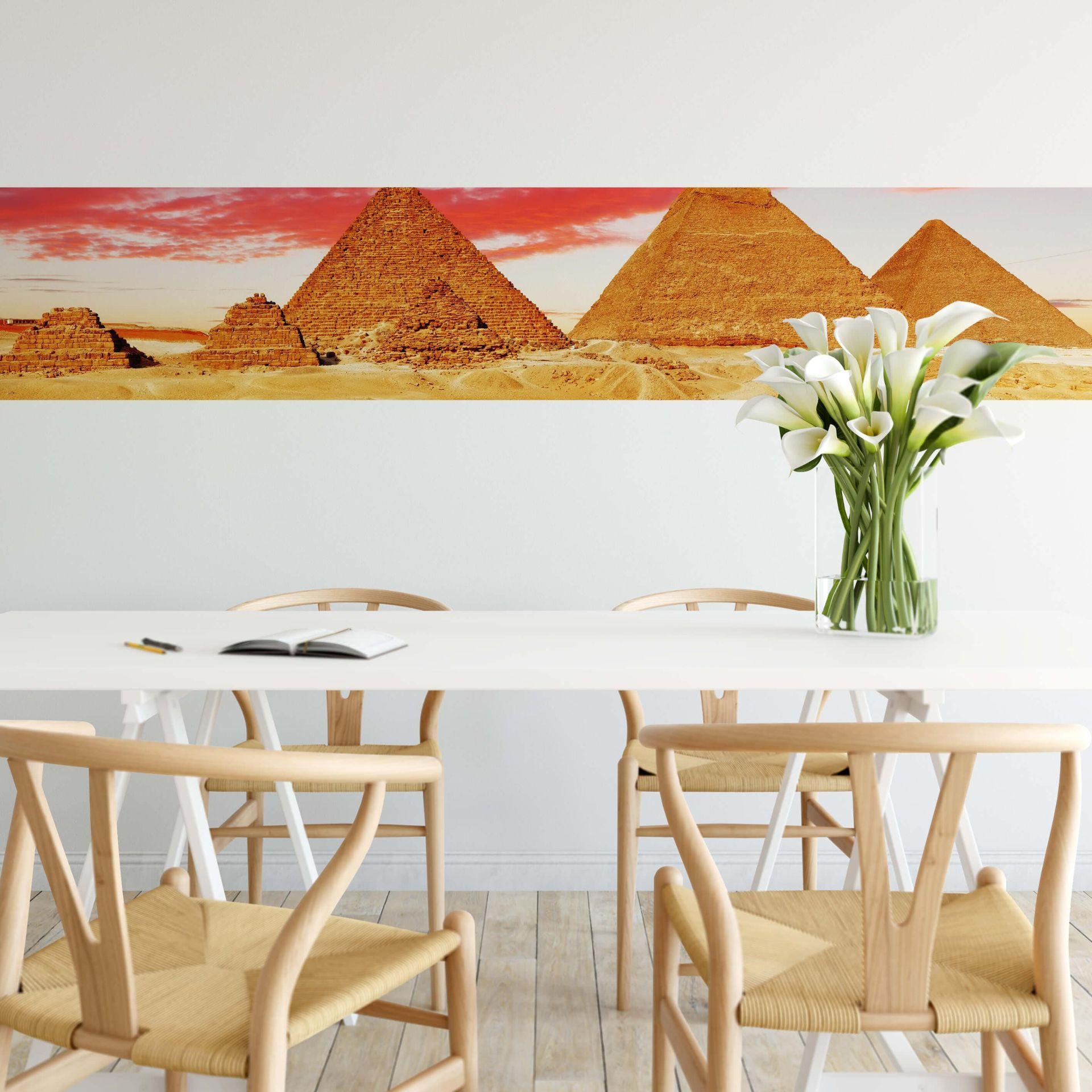 Fototapet Pyramiderne i Giza - Panorama - 48x260 cm