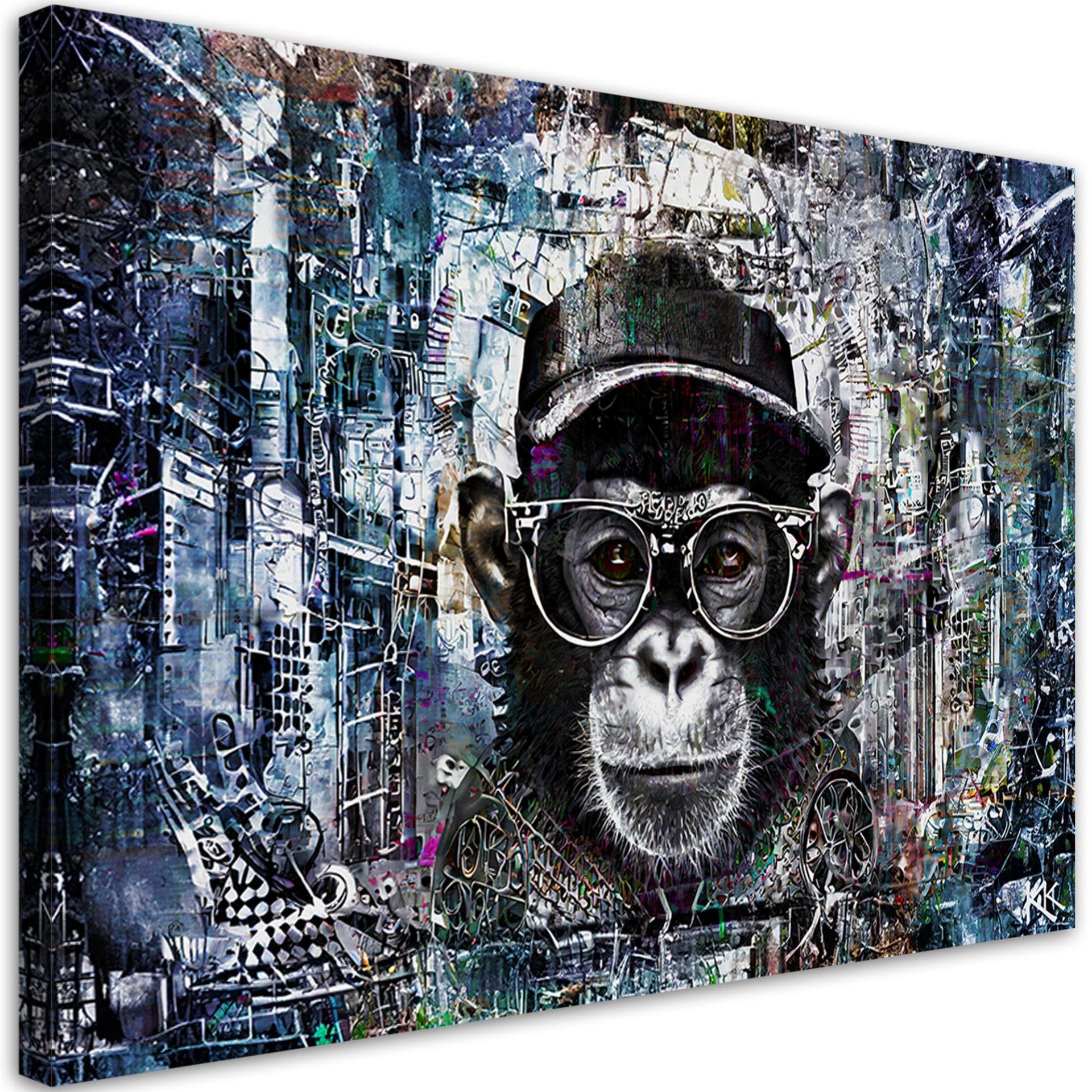 Canvasbillede, abstrakt chimpanse-abe