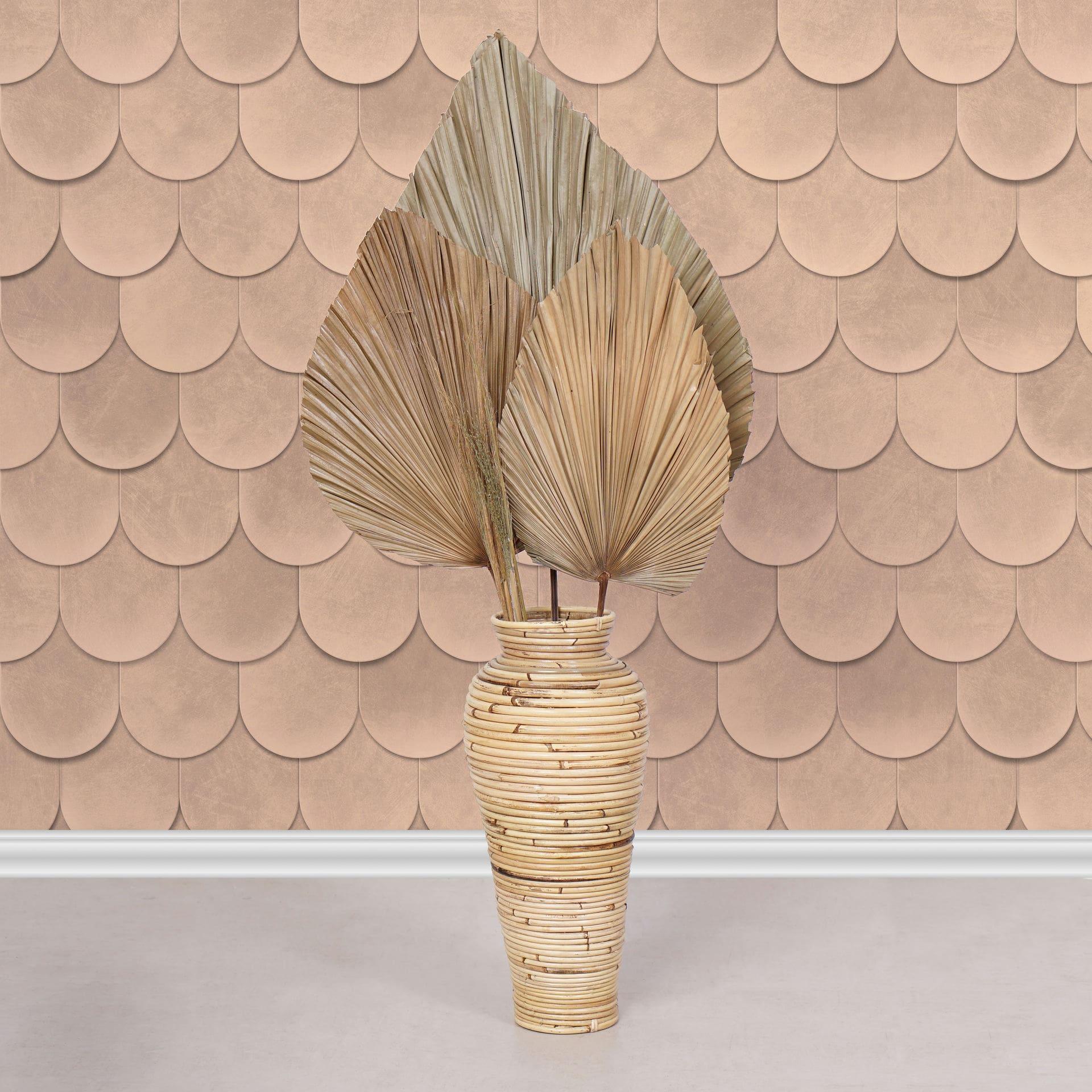 Non-woven tapet i orange 3D-look skalaer vintage brugt look geometrisk 