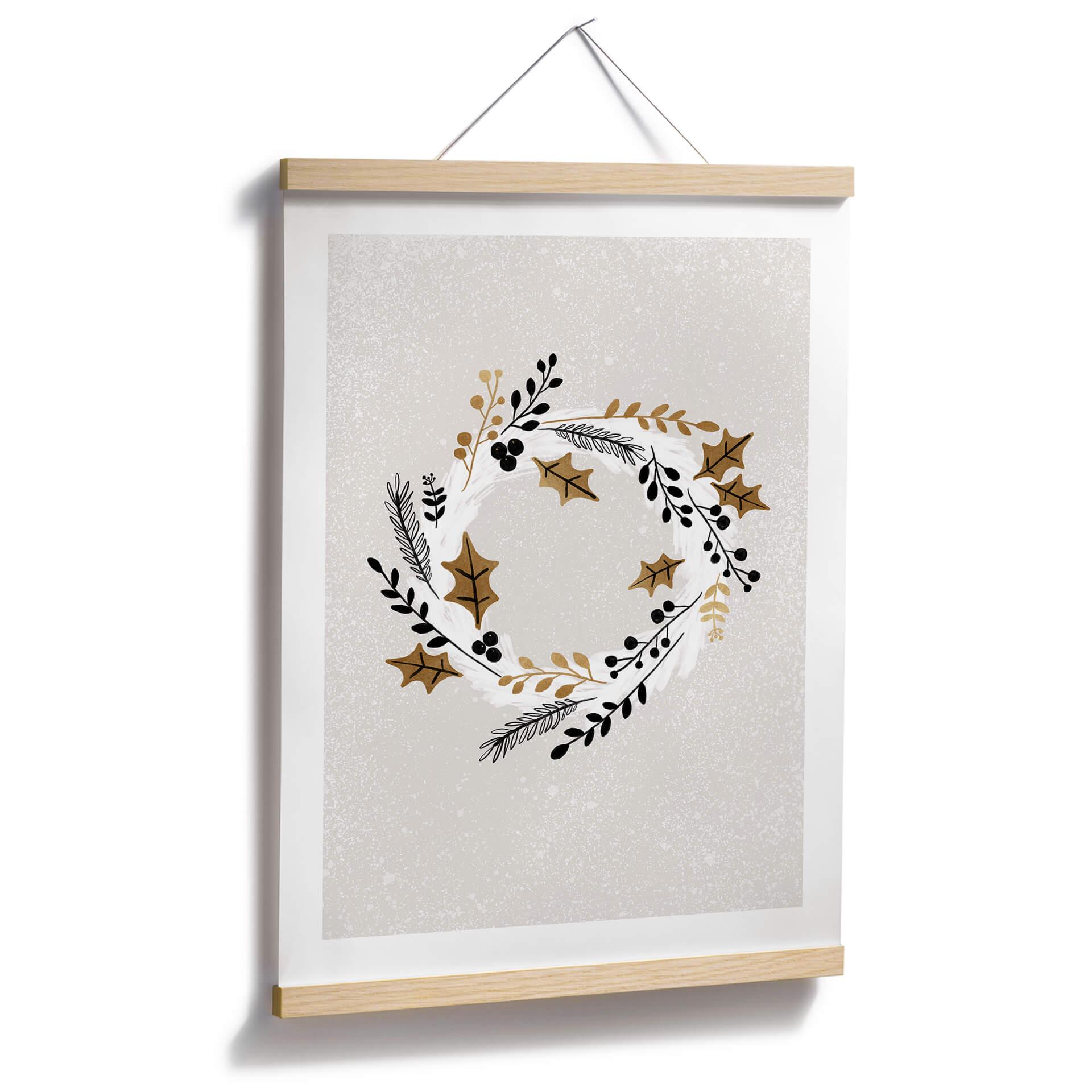 Poster Weihnachten - Festlicher Adventskranz - Orara Studio