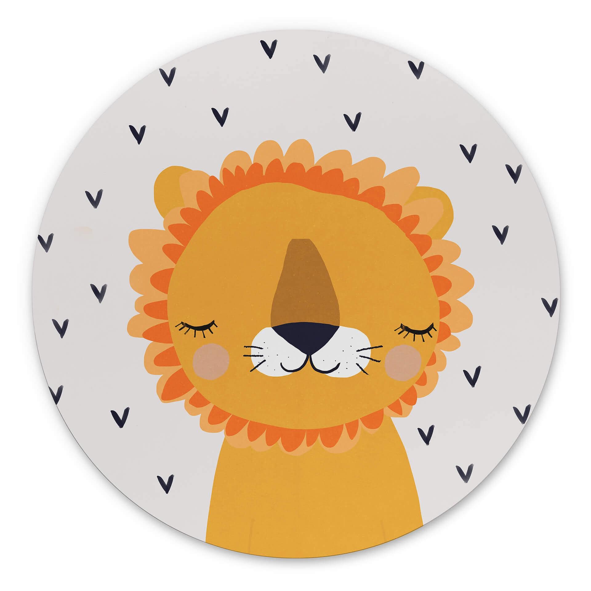 Vægcirkel Treechild - Little Lion – print på aluminium (Alu-Dibond)