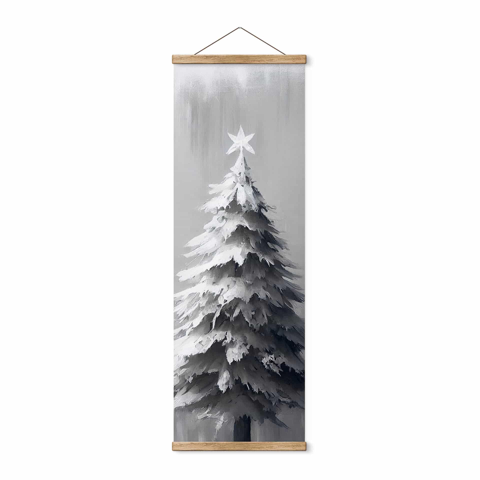Póster de tela Árbol de Navidad cubierto de nieve - Treechild - Panorama