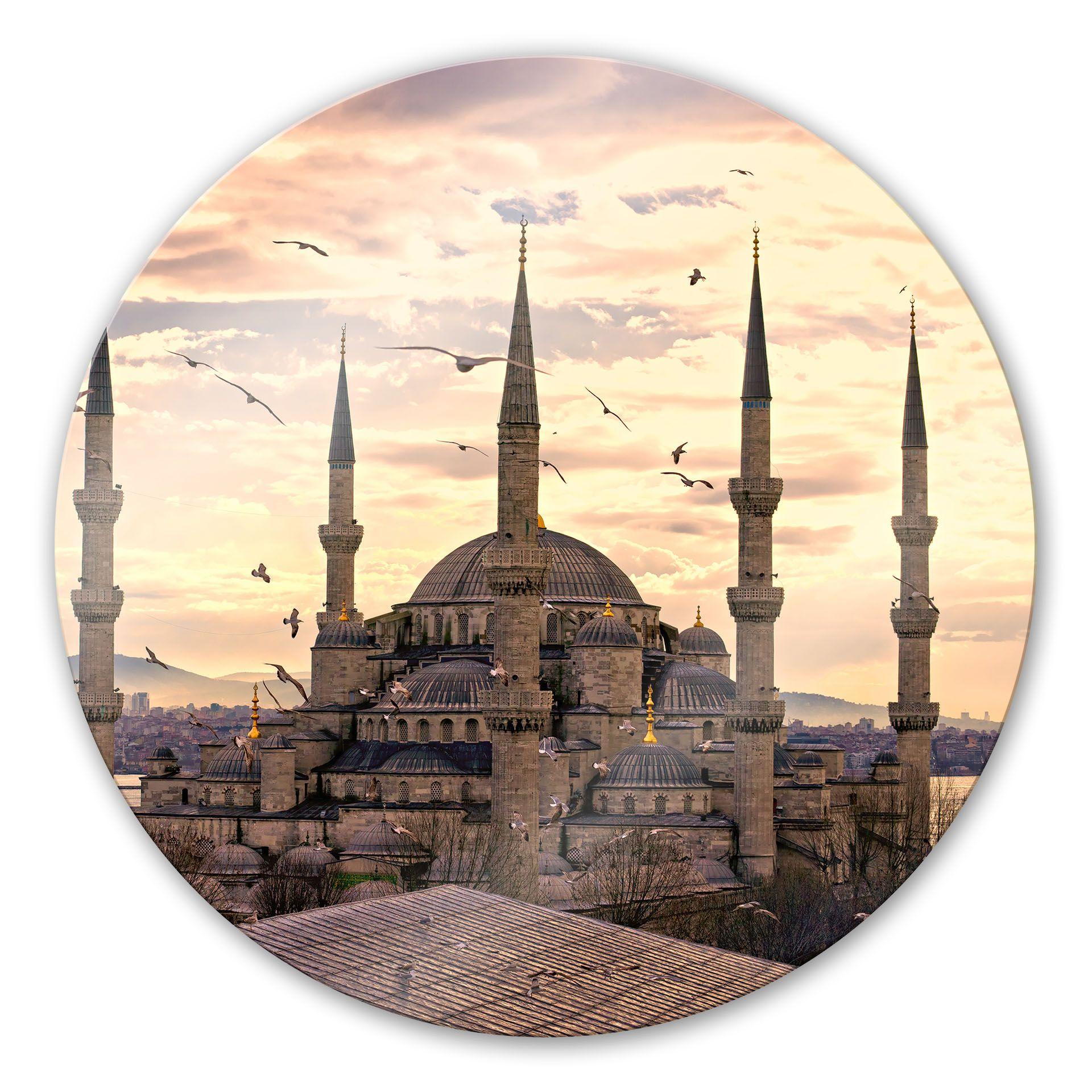 Stampa su vetro Moschea blu - tondo