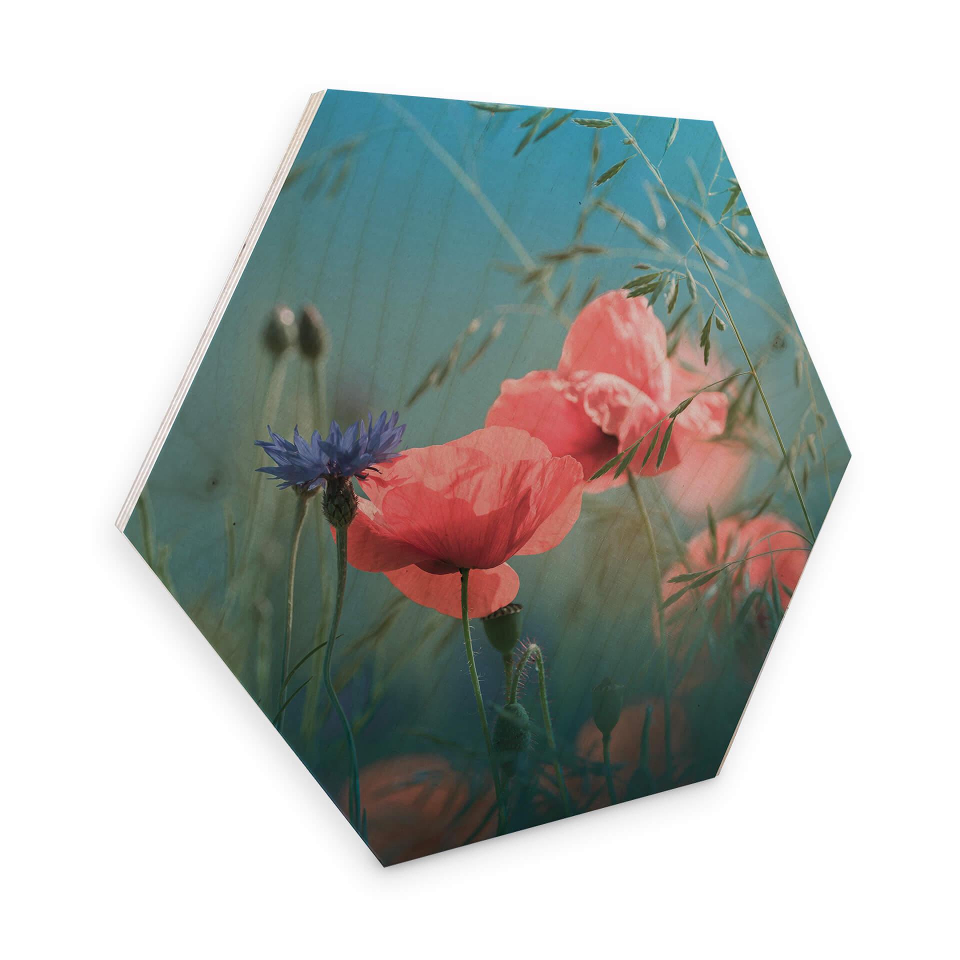 Hexagon - Birketræfinér - Delgado - Wildflower Aquamarine