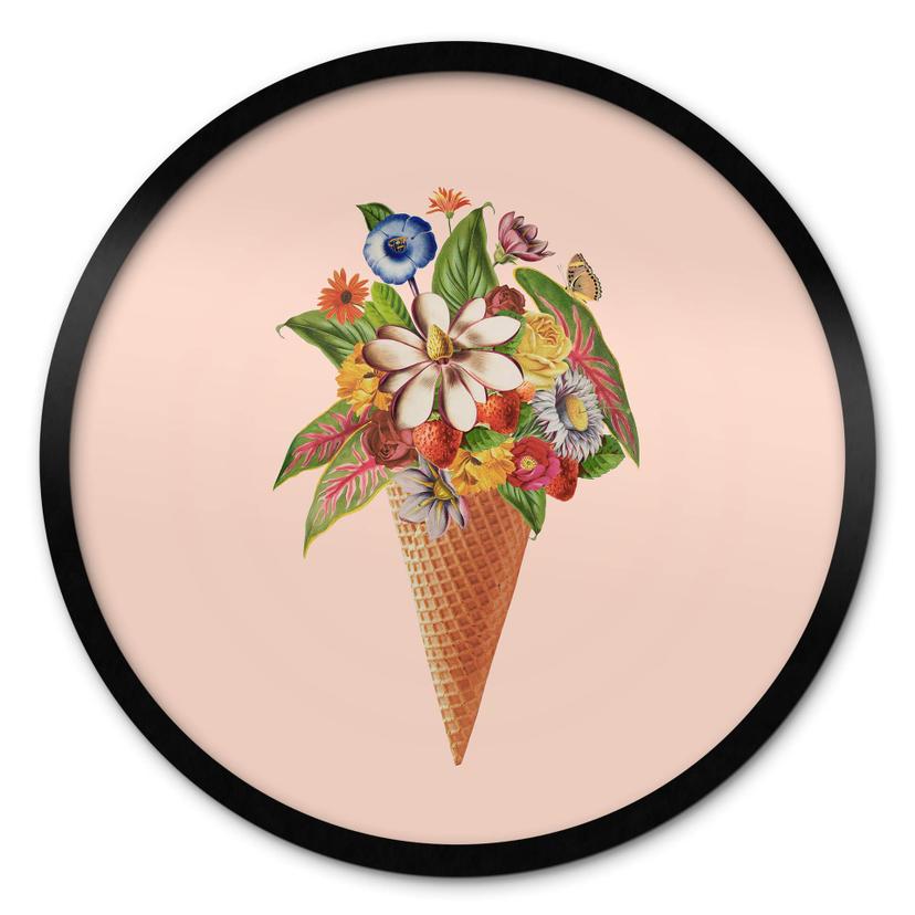 Póster Frida Floral Studio - Cucurucho de helado con flores - Redondo
