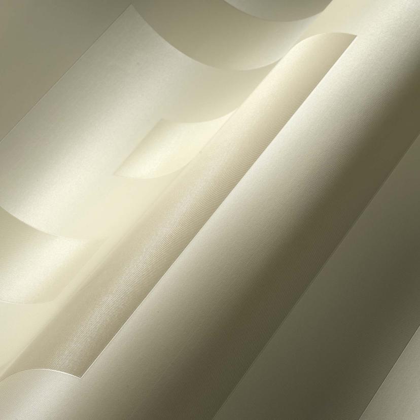 Carta da parati Versace in tessuto non tessuto bianco con motivo a meandro e disegno geometrico di l