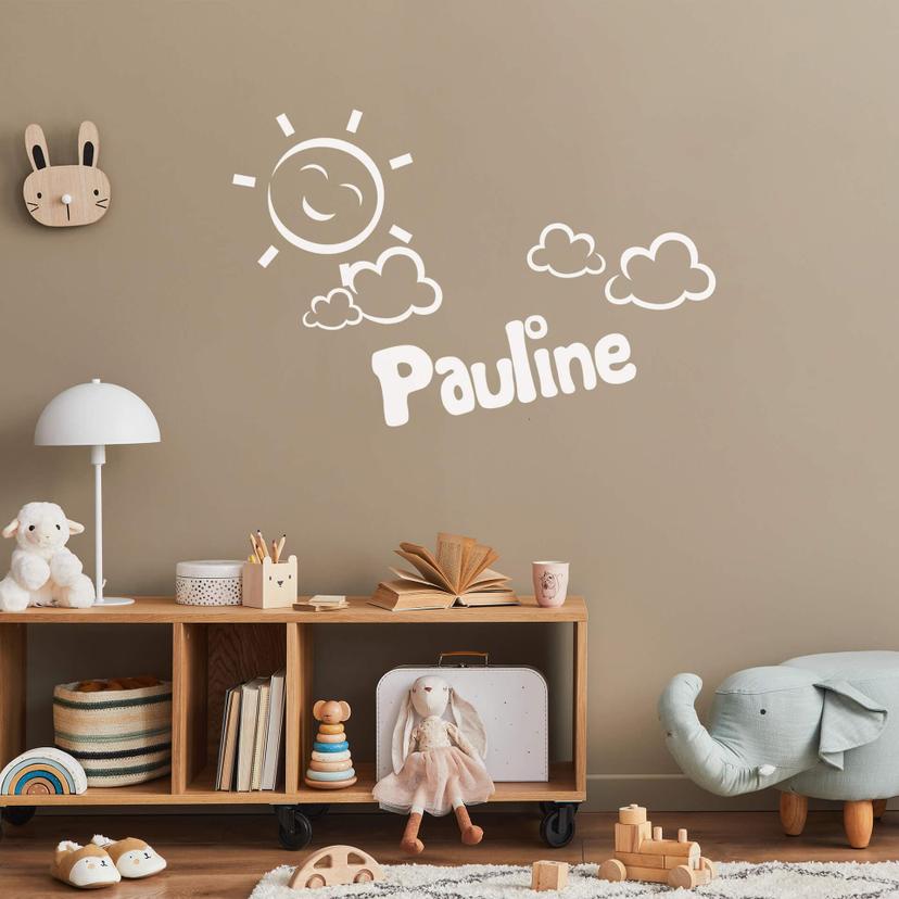 Sticker mural  + Prénom et Soleil
