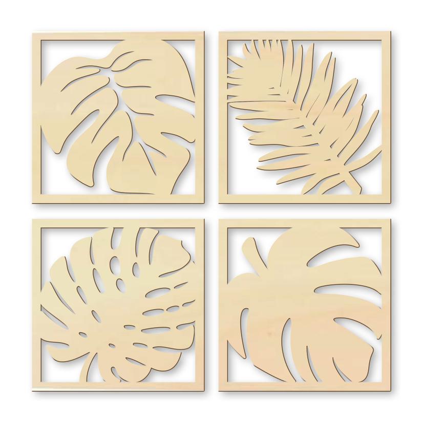 Decorazione in legno - Set Foglie tropicali