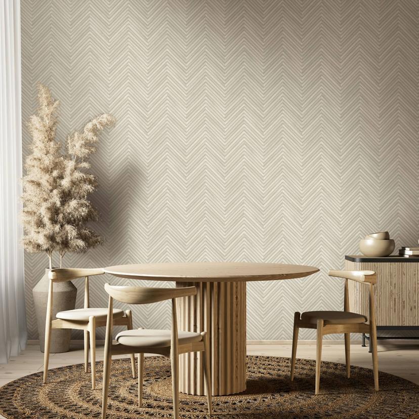 Vliestapete mit Fischgratmuster und Holzoptik beige Holzoptik