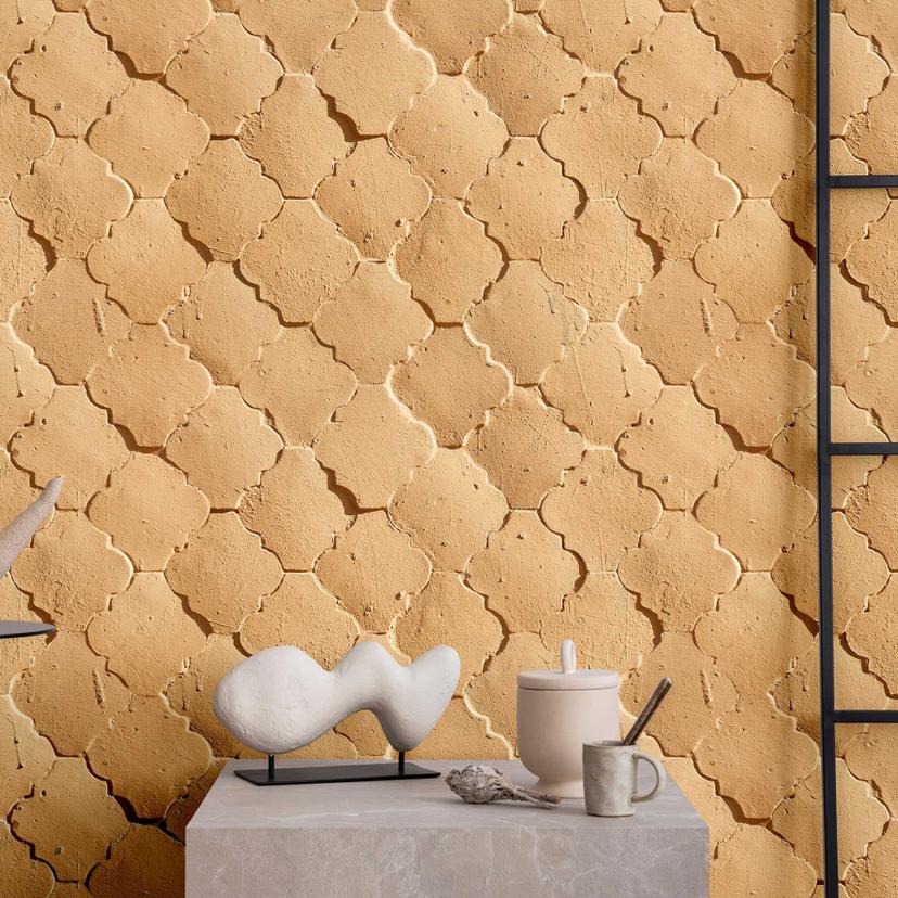 Tekstureret marokkansk tapet - beige tone i tone-mønster