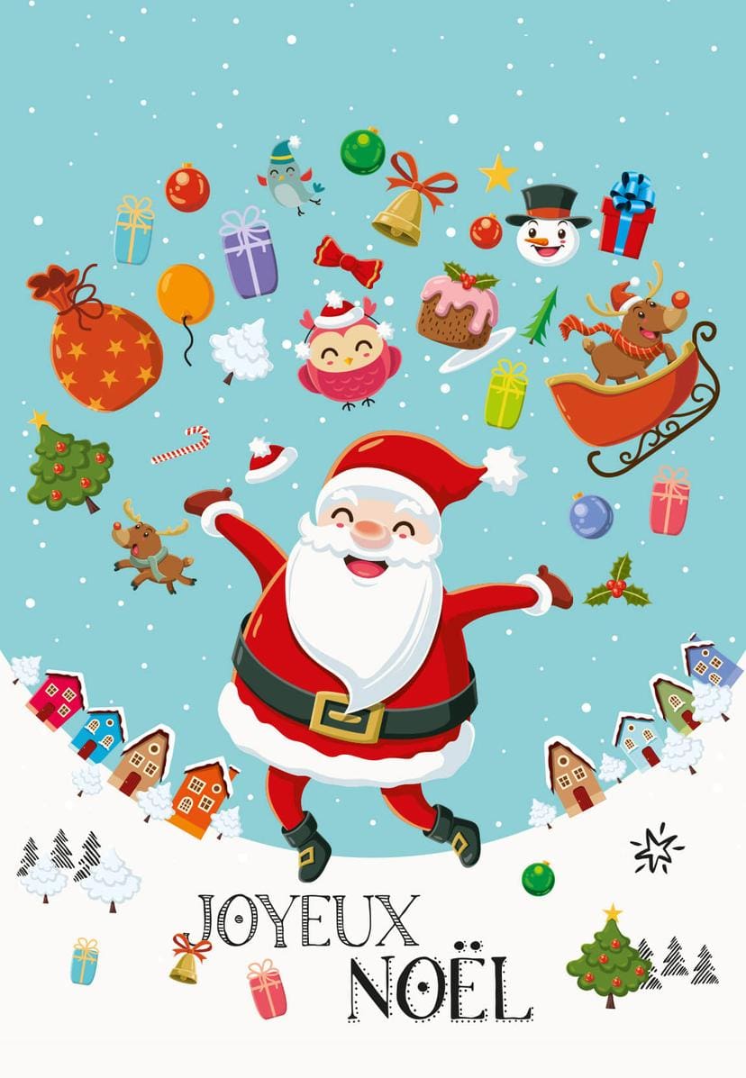 Gutschein Weihnachtsmann Geschenke Joyeux Noël