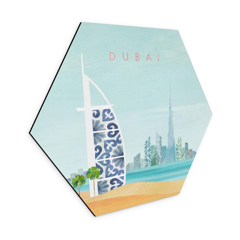 Sekskantet Billede Dubai Beach - Burj Al Arab - Rivers - Alu-Dibond