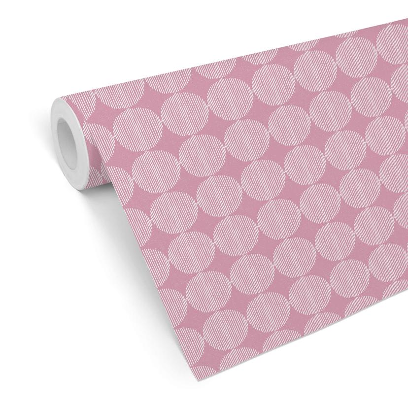 Tapet med mønster - abstrakte cirkler 02 - pink
