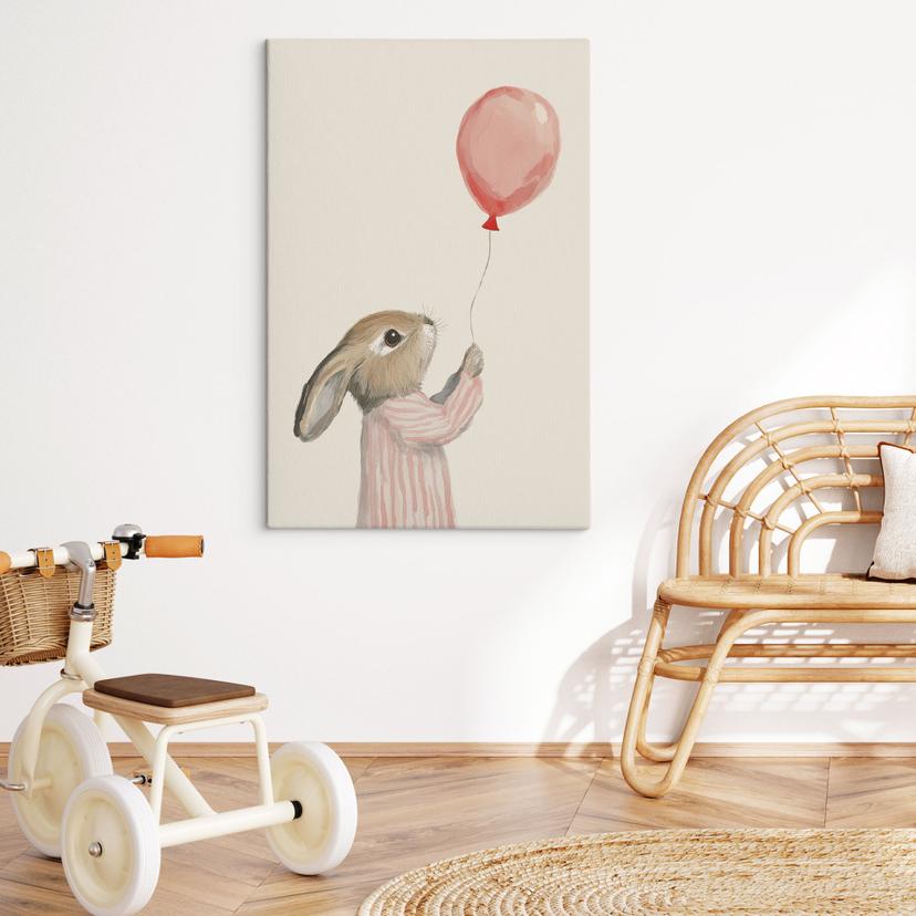 Canvas schilderij Schattig konijntje met ballon - Treechild
