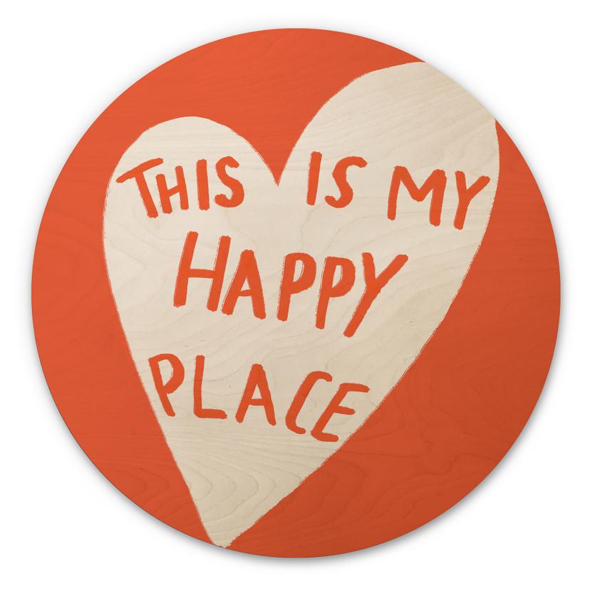 Billede af træ This is my happy place med hjerte - Fritsch - Round