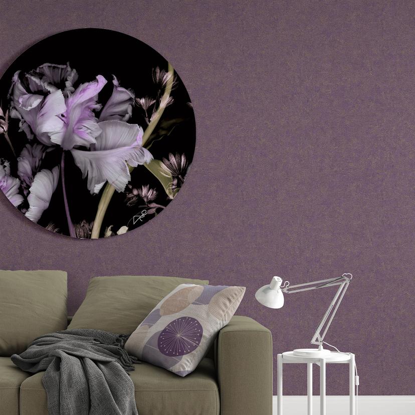 Glasbild Lila Blumen - Guido Maria Kretschmer Kollektion - Rund - Ø 70 cm