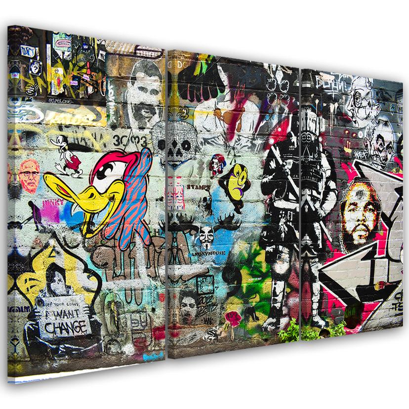 3 stykke lærredstryk, graffiti Street Art