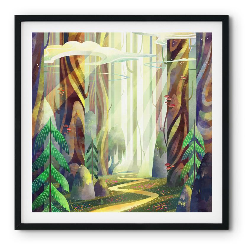 Plakat Fortryllet skov i lyset - DigitalArtsi