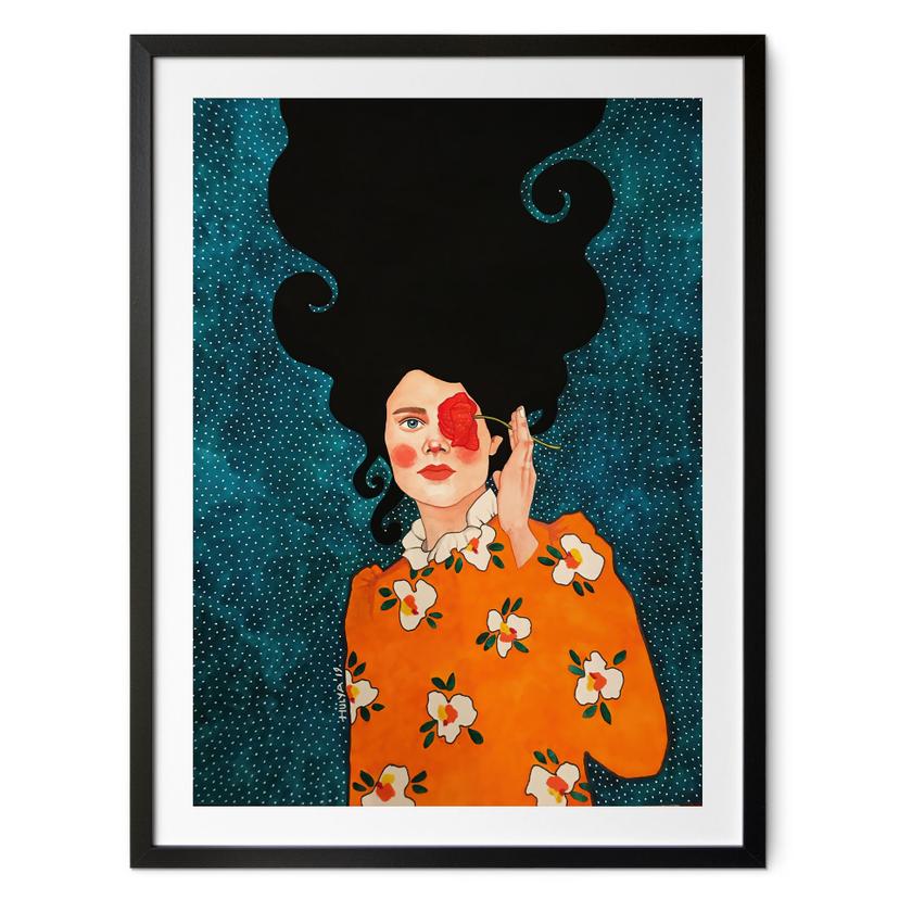 Poster Femme mystérieuse à la rose - Hülya