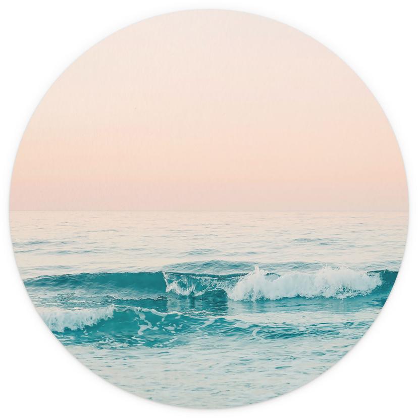 Fotomurale tondo Il mare blu incontra il cielo rosa in Grecia - Sisi & Seb - carta da parati in tess