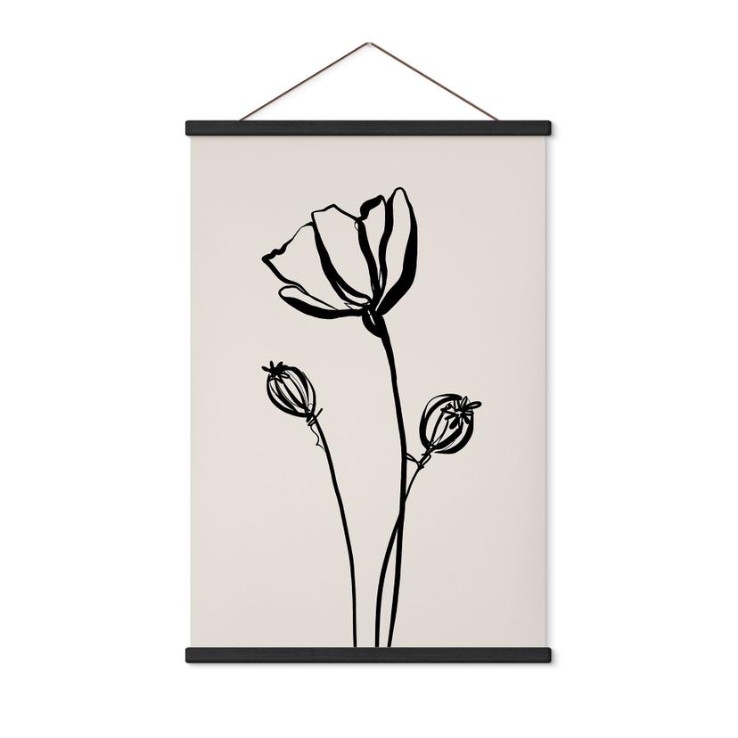 Tekstil plakat Line Art Poppy - Cats & Dotz