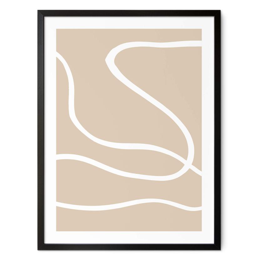 Póster 1X Studio - Pinceladas blancas sobre beige