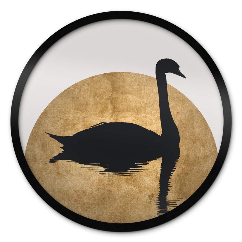 Póster Kubistika - El lago de los cisnes en luna llena - Redondo