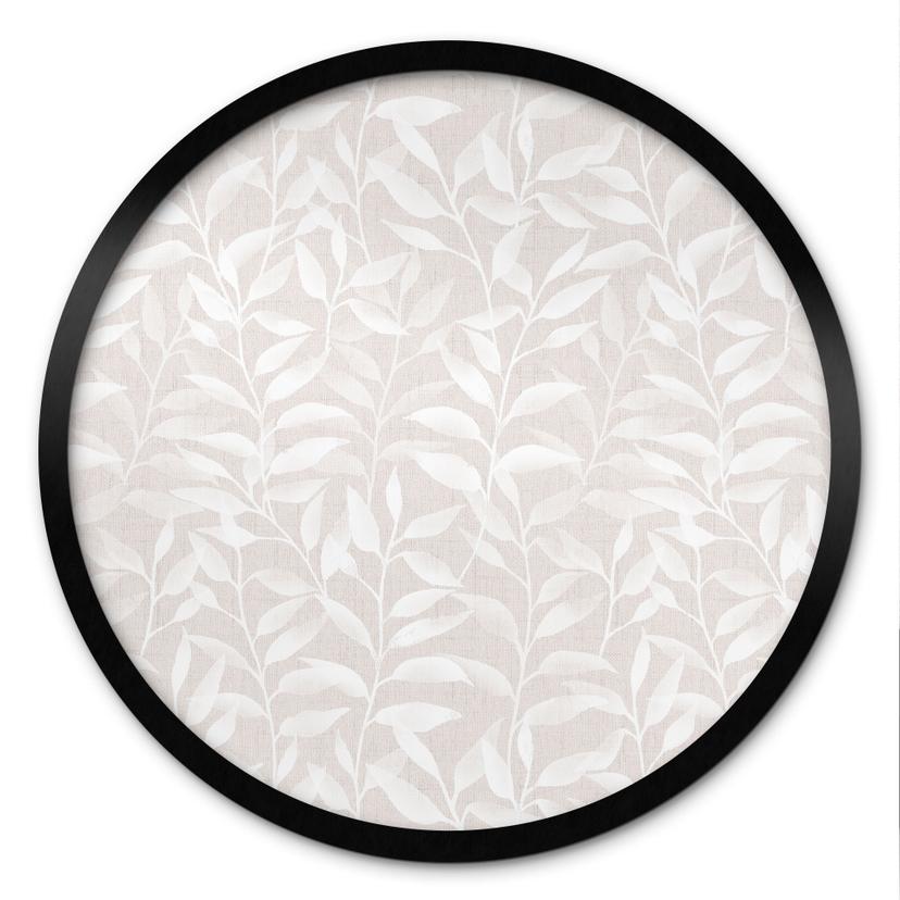 Plakat Delikate akvarelblade - blød beige - blomsterdekoration - rund
