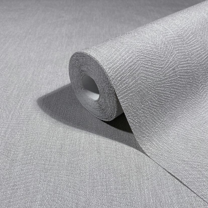 Papel pintado no tejido textura yeso aspecto liso mate en gris