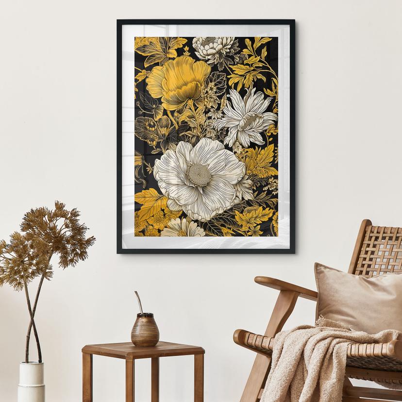 Poster Splendore di fiori in ocra - Jaszke