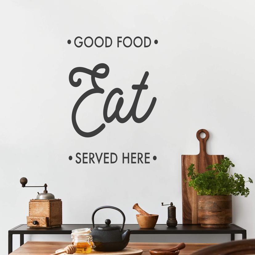 Adesivo murale Good food, eat, served here