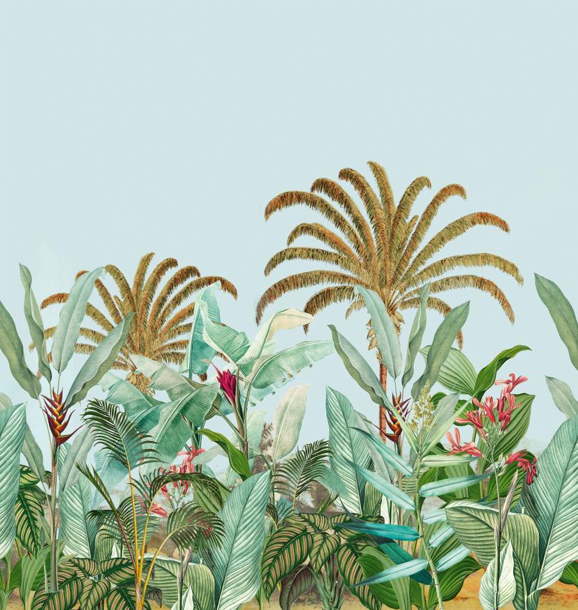 Papel pintado Jungla azul verdoso - Papel pintado no tejido Livingwalls botánico - mate y liso