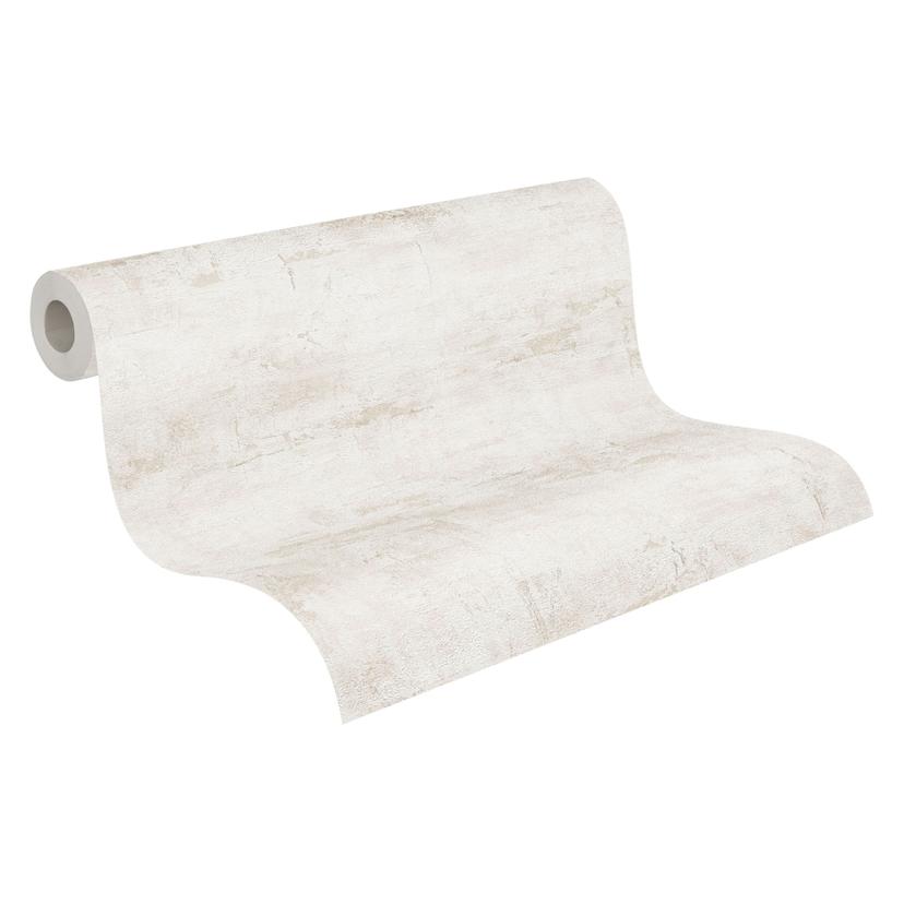 Strukturerad tapet i putsutseende vit beige - Icke-vävd tapet modern enfärgad