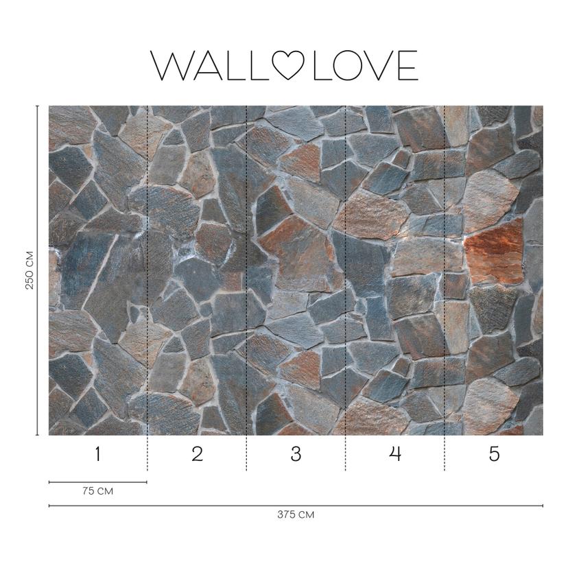Fotomurale grigio marrone - Carta da parati in tessuto non tessuto 3,75 m x 2,50 m effetto pietra na